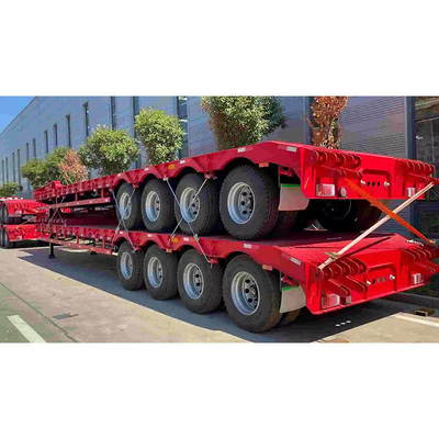30-150 tonnellate di semirimorchio a letto basso 3/4 asse Lowboy Truck Trailer con gamba di atterraggio manuale