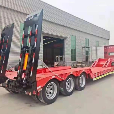 Semi-remorco lowboy da 40 tonnellate con 3 assi e 4 assi con elevata capacità di carico e durata