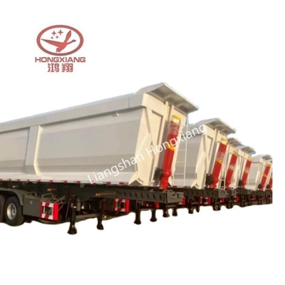 Non auto-dumping Tri-Axles Double Side Dump Tipper Semi-trailer Disegno piatto