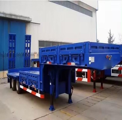 13m50t 3 assi Low Bed Truck Trailer con telaio piatto e rimorchio idraulico estensibile