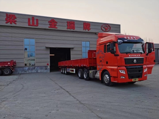 Contenitore piatto a tre assi e semirimorchio per camion multiuso a sfero con 1