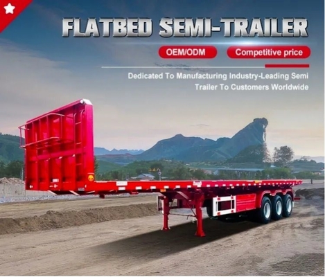1820 mm di battistrada 40ft 50 tonnellate Container per spedizioni Semirimorchio 3 assi Acciaio Flat Bed Truck